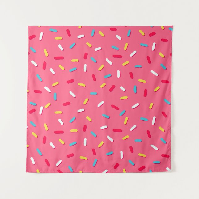 Donut's glaze seamless pattern, pink background, t tapestry (Front)