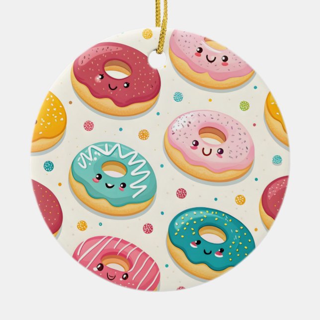 Donuts Pattern Ceramic Tree Decoration (Front)