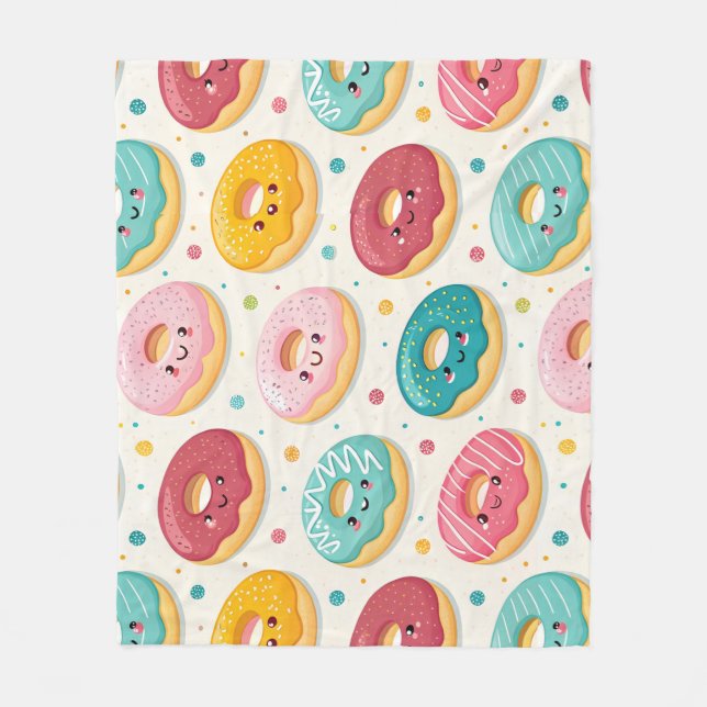 Donuts Pattern Fleece Blanket (Front)