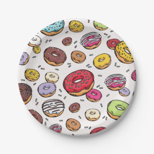Donuts seamless pattern paper plate