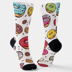Donuts seamless pattern socks