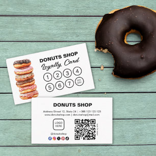 Donuts Shop Bakery Cute QR Code Loyalty Card