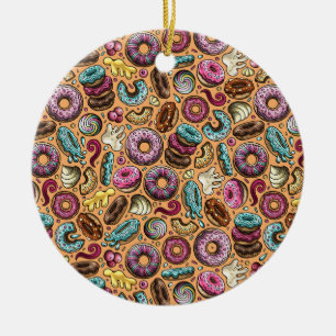 Donuts With Sprinkles Pattern Ceramic Tree Decoration