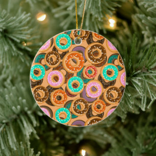 Donuts With Sprinkles Pattern Ceramic Tree Decoration