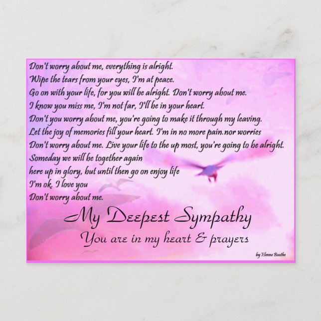 Don'y Worry About Me,Sympathy_Postcard Postcard (Front)