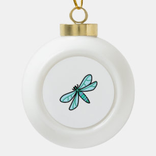 doodle a Dragonfly Ceramic Ball Christmas Ornament