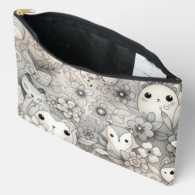 Doodle Abstract Animal Collection Accessory Pouch (Open)