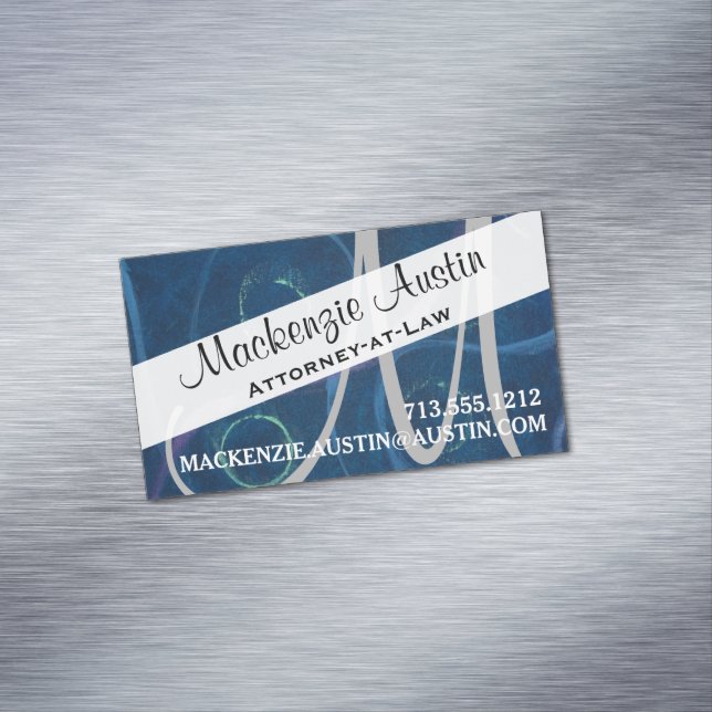 Doodle Abstract | Pastel Chalk Scribble Monogram Magnetic Business Card (In Situ)