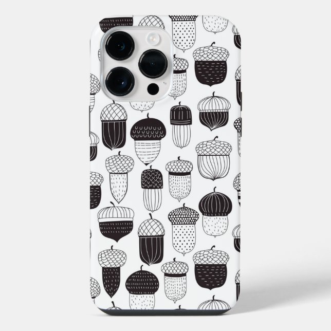 Doodle acorns autumn pattern iPhone case (Back)