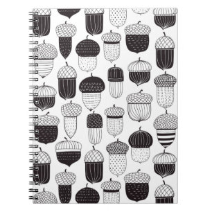 Doodle acorns autumn pattern notebook