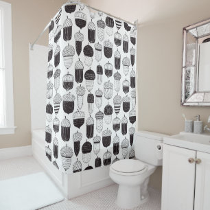 Doodle acorns autumn pattern shower curtain