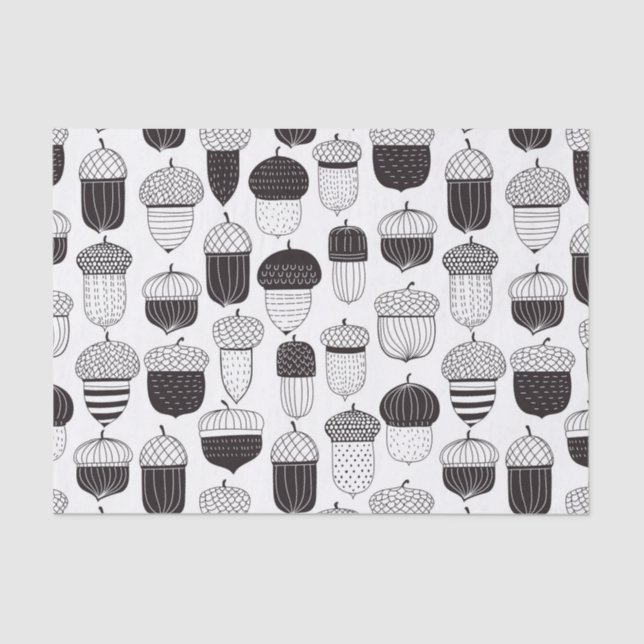 Doodle acorns autumn pattern tissue paper (Front)
