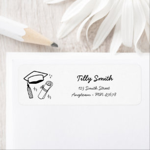 Doodle Address Label Hand Drawn Graduation Fun