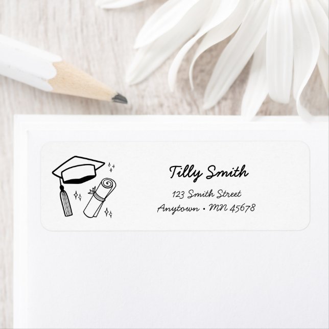 Doodle Address Label Hand Drawn Graduation Fun (Insitu)