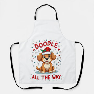 Doodle All The Way Funny Goldendoodle Santa Hat Ch Apron