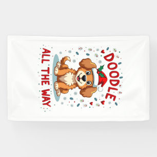 Doodle All The Way Funny Goldendoodle Santa Hat Ch Banner