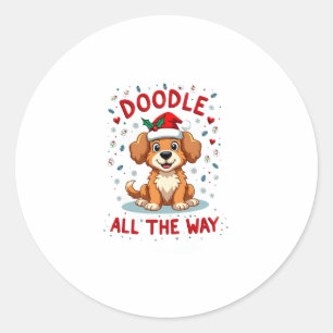 Doodle All The Way Funny Goldendoodle Santa Hat Ch Classic Round Sticker