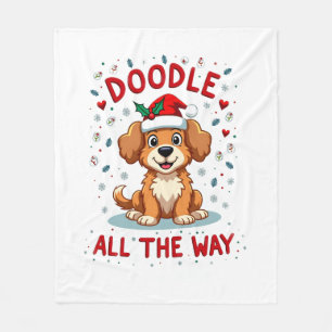 Doodle All The Way Funny Goldendoodle Santa Hat Ch Fleece Blanket