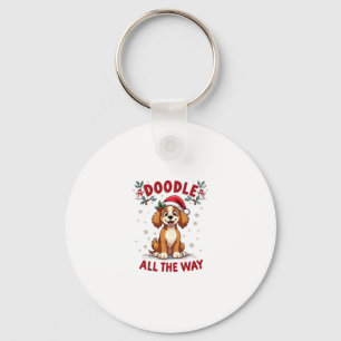 Doodle All The Way Funny Goldendoodle Santa Hat Ch Key Ring