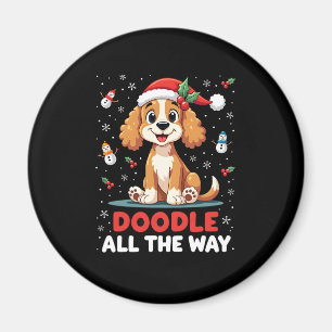 Doodle All The Way Funny Goldendoodle Santa Hat Ch Magnet