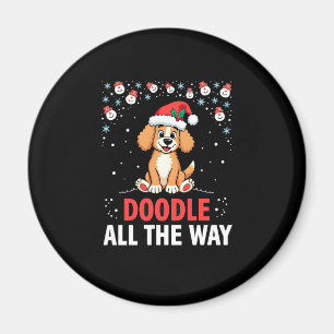 Doodle All The Way Funny Goldendoodle Santa Hat Ch Magnet