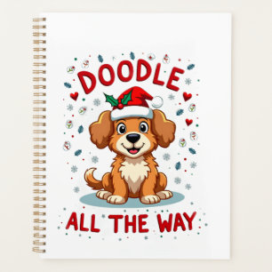 Doodle All The Way Funny Goldendoodle Santa Hat Ch Planner