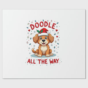 Doodle All The Way Funny Goldendoodle Santa Hat Ch Wrapping Paper