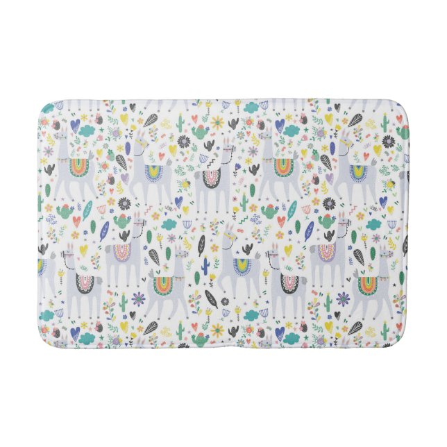 Doodle Alpaca Pattern Bath Mat (Front)