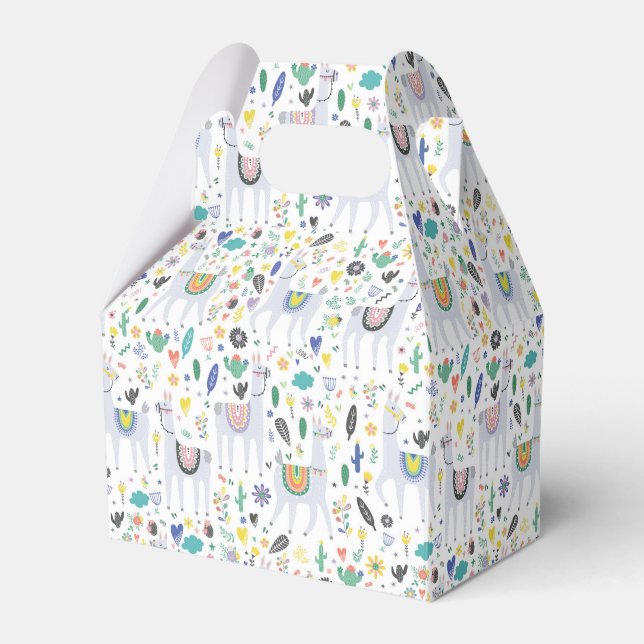Doodle Alpaca Pattern Favour Box (Front Side)
