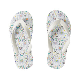 Doodle Alpaca Pattern Kid's Jandals