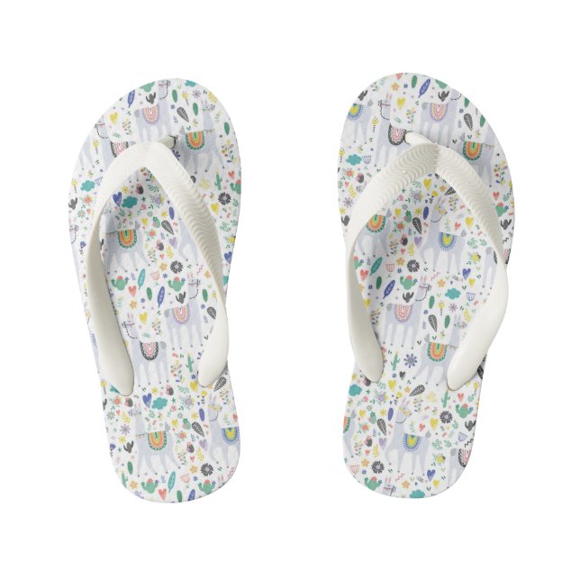 Doodle Alpaca Pattern Kid's Jandals (Footbed)