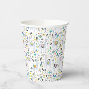 Doodle Alpaca Pattern Paper Cups