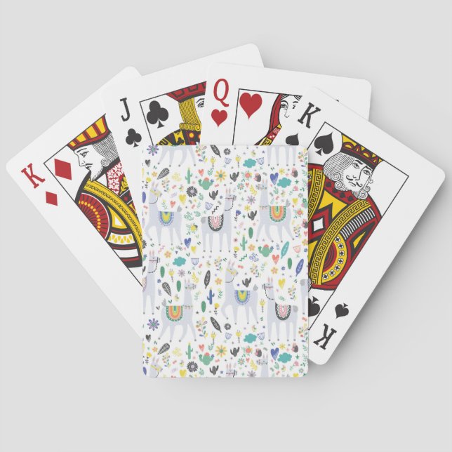 Doodle Alpaca Pattern Playing Cards (Back)