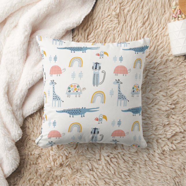 Doodle Animal Fun Pattern Cushion (Blanket)
