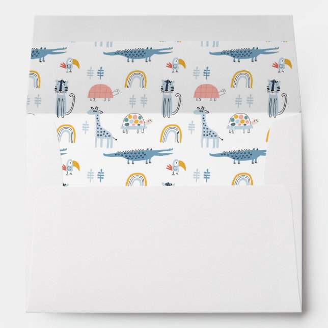 Doodle Animal Fun Pattern Envelope (Back (Bottom))