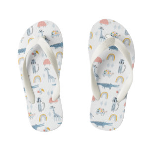 Doodle Animal Fun Pattern Kid's Jandals