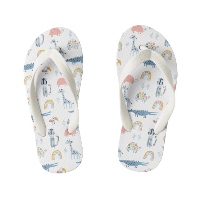 Doodle Animal Fun Pattern Kid's Jandals (Footbed)