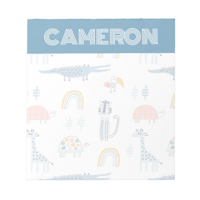 Doodle Animal Fun Pattern Notepad (Front)