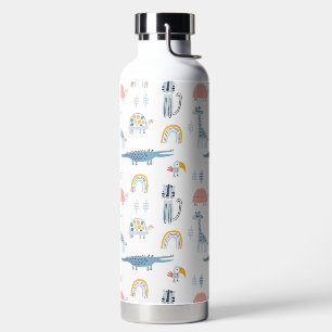 Doodle Animal Fun Pattern Water Bottle