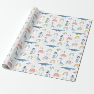 Doodle Animal Fun Pattern Wrapping Paper