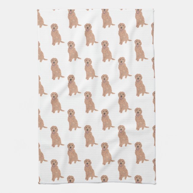 Doodle (Apricot Red Golden) Tea Towel (Vertical)