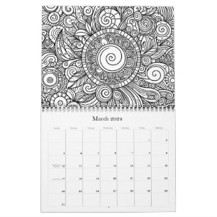 Doodle Art Colouring Flowers Pages Calendar