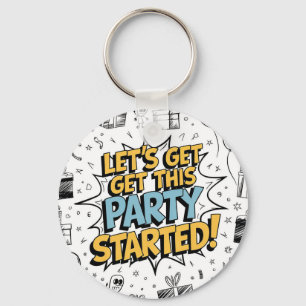 Doodle Art Explosion Birthday Design Key Ring