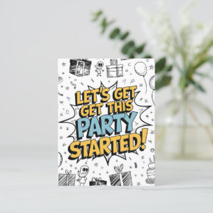 Doodle Art Explosion Birthday Design Postcard