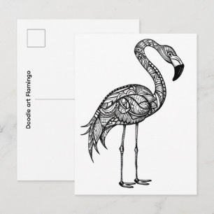 Doodle art Flamingo Postcard