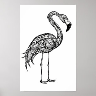 Doodle art Flamingo  Poster