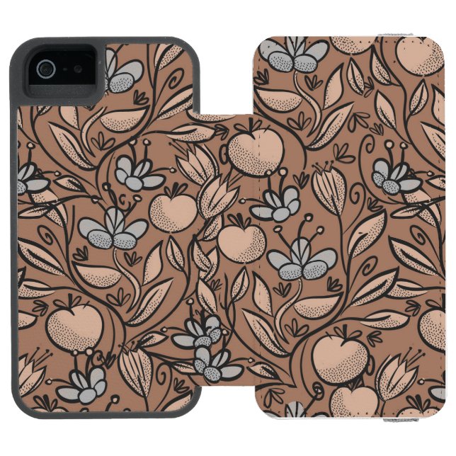 Doodle art mocha incipio iPhone wallet case (Folio Open)