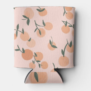 Doodle Art: Orange Cherry Vintage Pattern Can Cooler