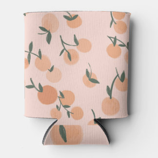 Doodle Art: Orange Cherry Vintage Pattern Can Cooler