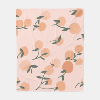 Doodle Art: Orange Cherry Vintage Pattern Fleece Blanket